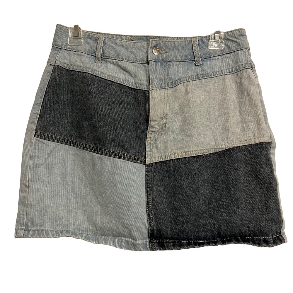 Boho Patchwork Denim Jean Skirt Mini Wild Fable Blue Size 6